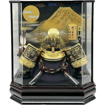 20号　彫金徳川家康公兜飾　曙塗前面アクリルケース入り