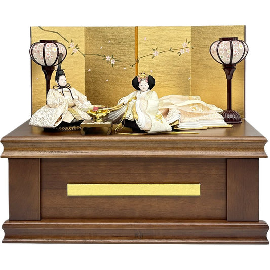 柴田家千代　葵　平安　金襴花唐草　手描き桜　枝小桜桐収納飾