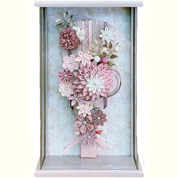 9号　アクリルライラック額入り　つまみ羽子板　ピンク