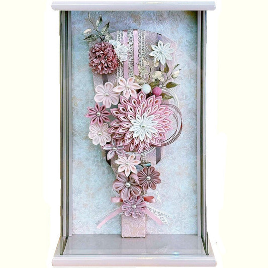 9号　アクリルライラック額入り　つまみ羽子板　ピンク