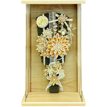 9号　アクリルひのき額入り　つまみ羽子板　ベージュ