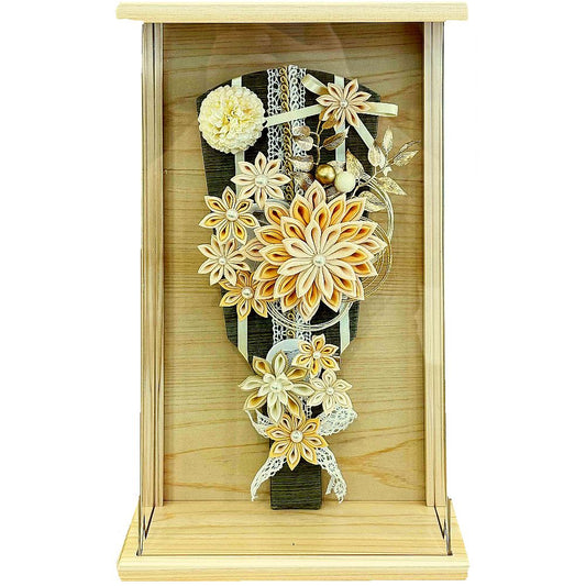 9号　アクリルひのき額入り　つまみ羽子板　ベージュ