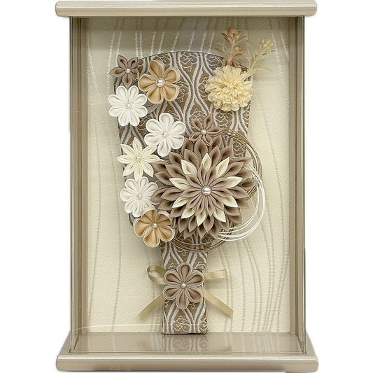 7号　アクリルグレージュ額入り　つまみ羽子板　モカ