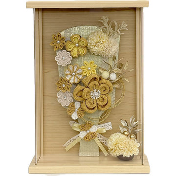 7号　アクリル桧額入り　つまみ羽子板　オークル