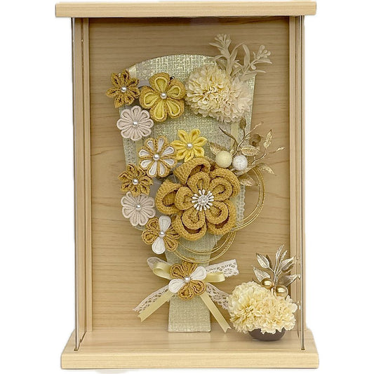 7号　アクリル桧額入り　つまみ羽子板　オークル